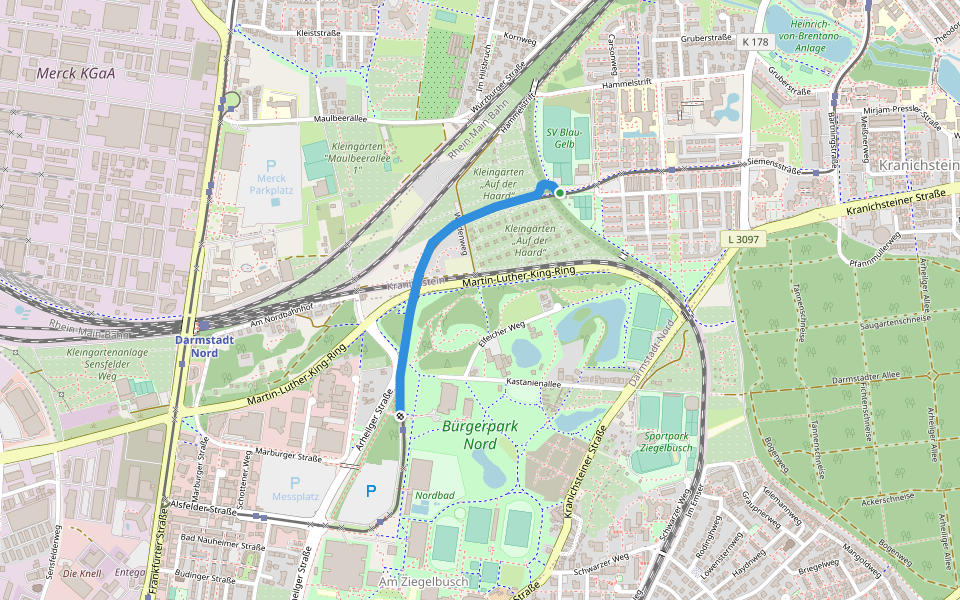 Ida-Seele-Weg walking route map in Darmstadt