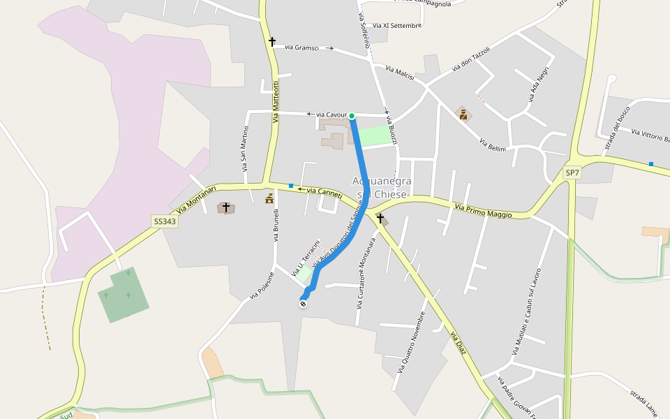 Via Avis Donatori del Sangue walking route map in Acquanegra Sul Chiese