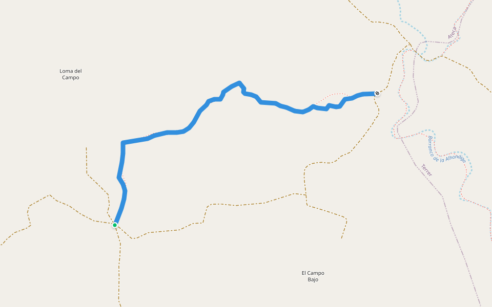 Senda de Los Piñoles walking route map in Ateca