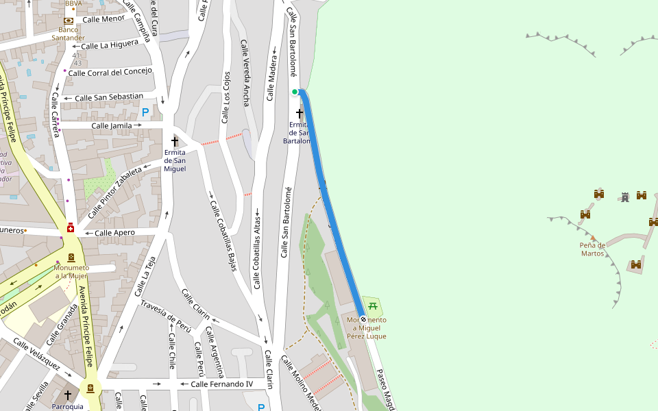 Paseo Magdalena Martínez walking route map in Martos