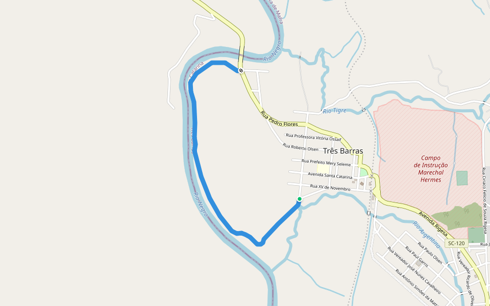 Trilha da Olaria walking route map in Três Barras