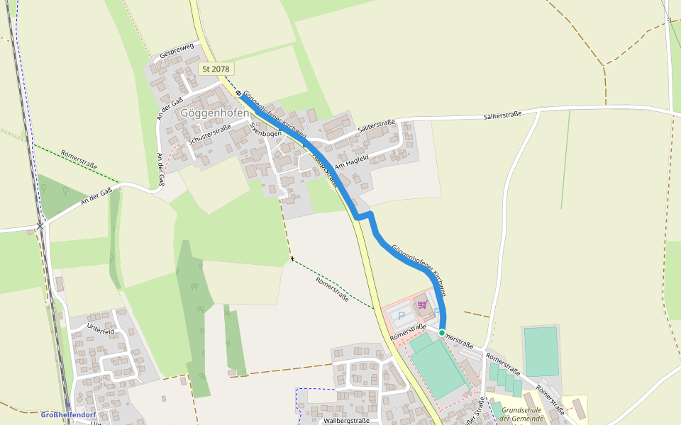 Göggenhofener Kirchweg walking route map in Aying