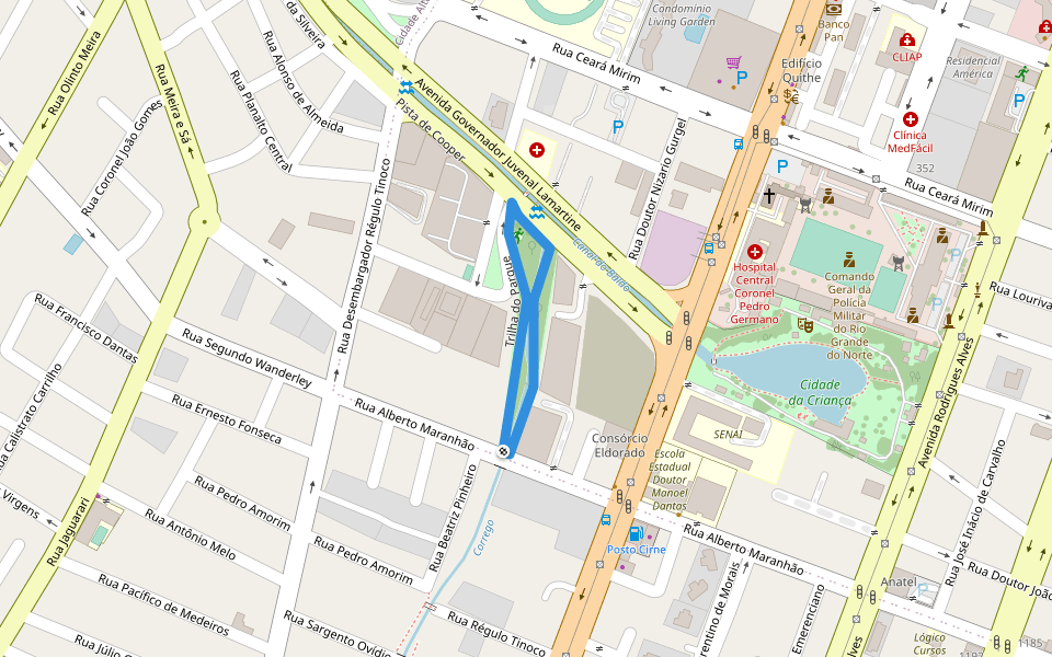 Trilha do Parque walking route map in Natal