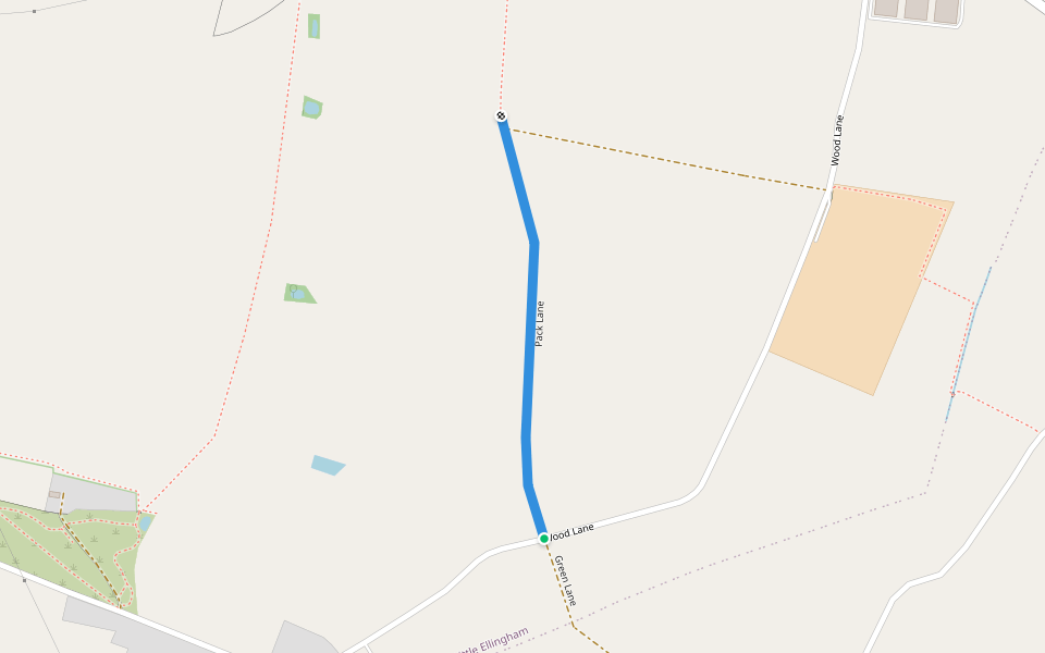 Pack Lane walking route map in Little Ellingham