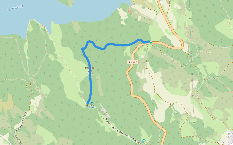 Camino de Sopeña walking route map in Cervera de Pisuerga