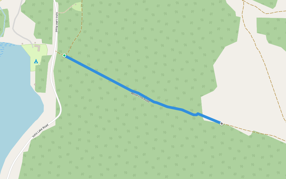 White Line Road walking route map in Yoho