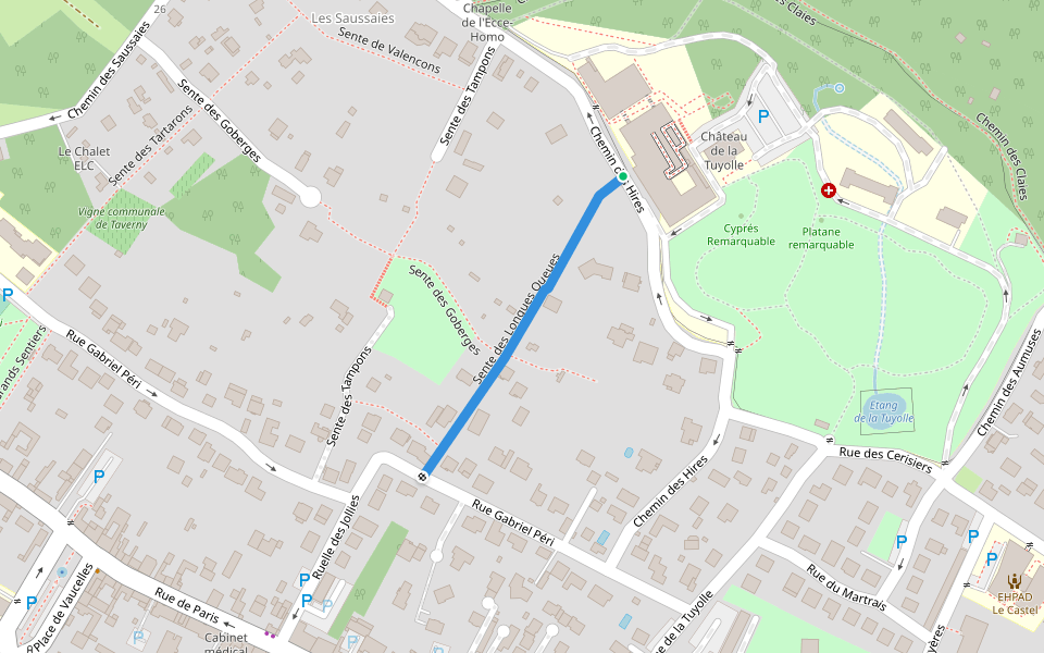 Sente des Longues Queues walking route map in Taverny