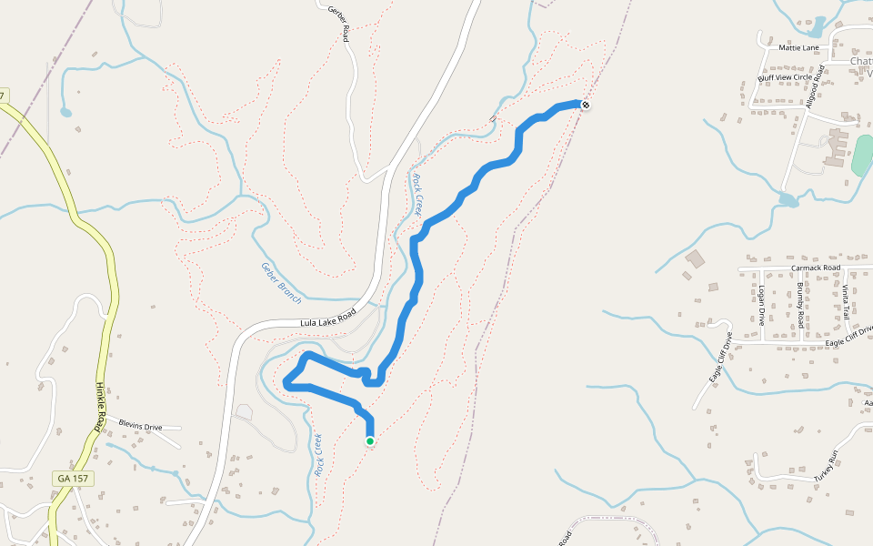 Middle Trail walking route map in Lookout Mountain