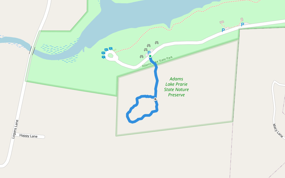 Adams Lake Loop Trail walking route map in West Union