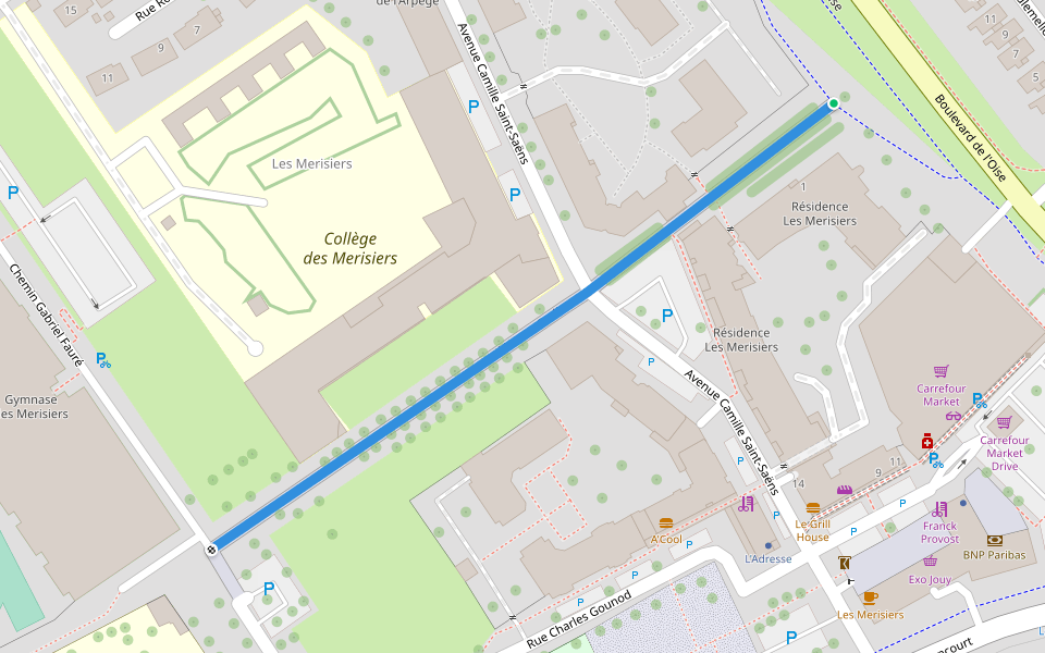 Mail Hector Berlioz walking route map in Jouy-le-Moutier