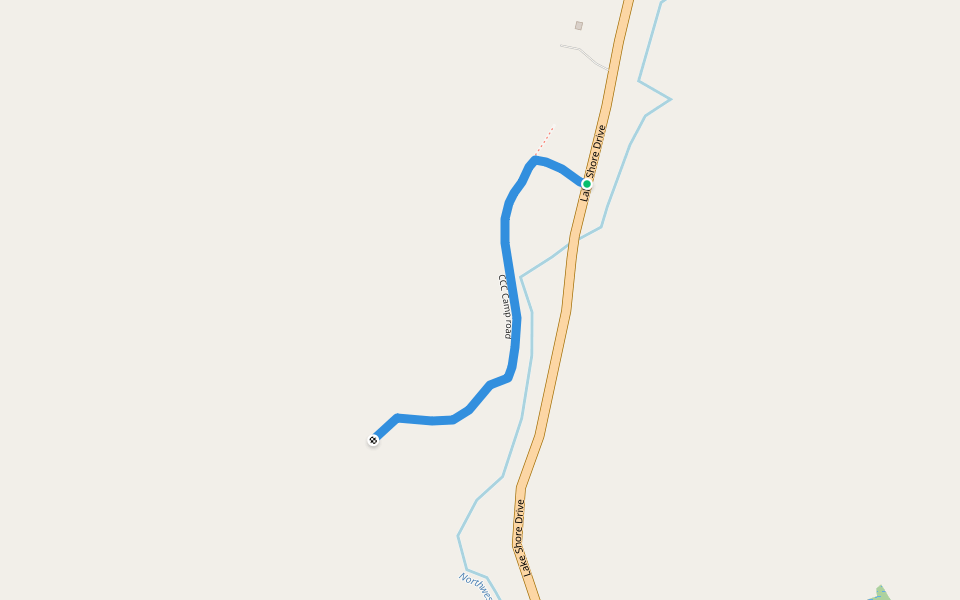 CCC Camp road walking route map in Bolton Landing