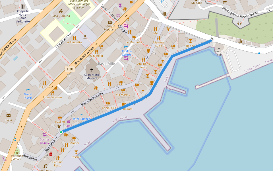 Quai Adolphe Landry walking route map in Calvi
