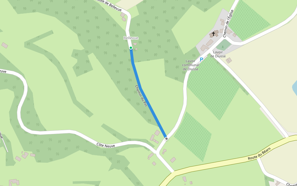 Chemin du Pin walking route map in Diusse