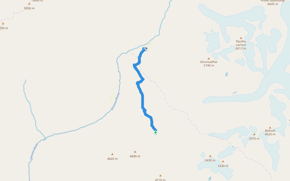 Sele La to Ghunsa walking route map in Tapethok