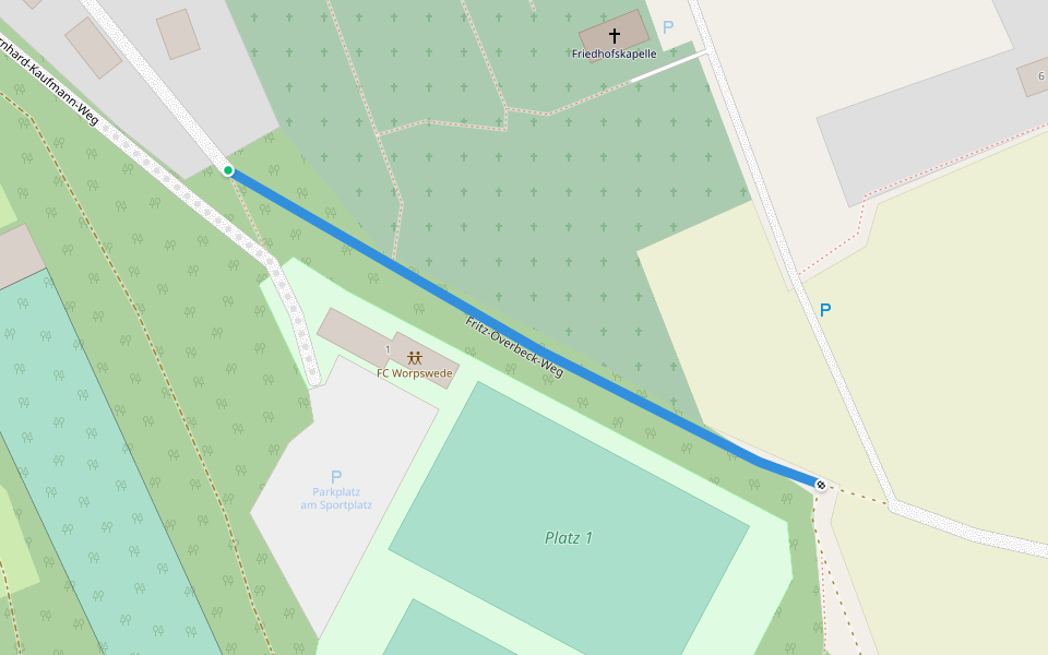 Fritz-Overbeck-Weg walking route map in Worpswede