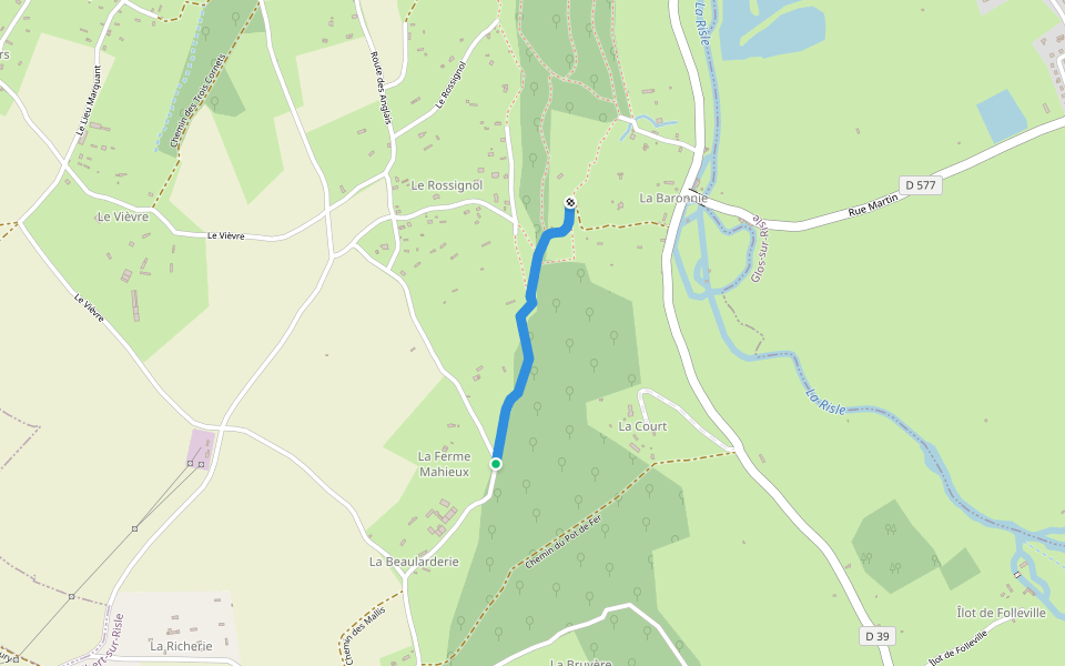 Chemin du Rossignol walking route map in Saint-Philbert-sur-Risle