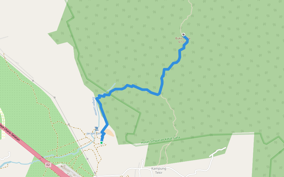 Bukit Galla walking route map in Labu