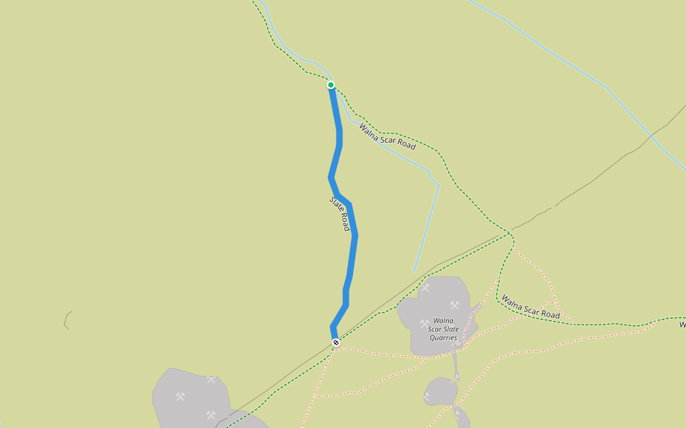 Slate Road walking route map in Seathwaite