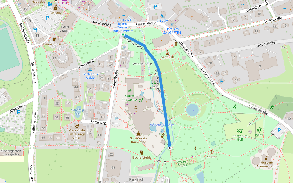 Prädikatsallee walking route map in Bad Dürrheim
