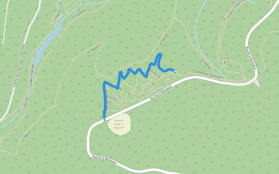 Montée Tracadigash walking route map in Carleton-sur-Mer