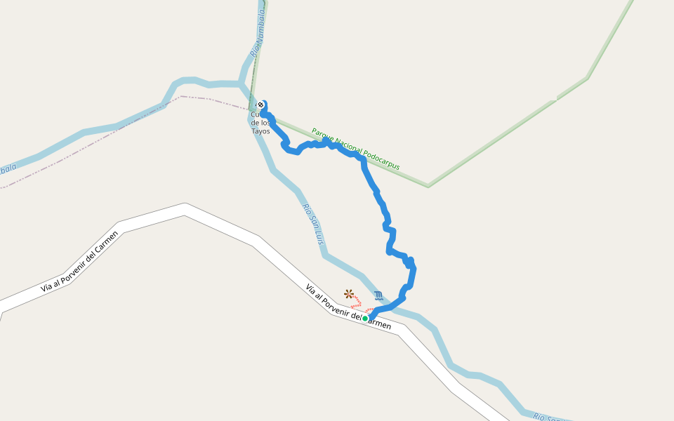 Acceso a cueva de los Tayos walking route map in Tambo Valladolid