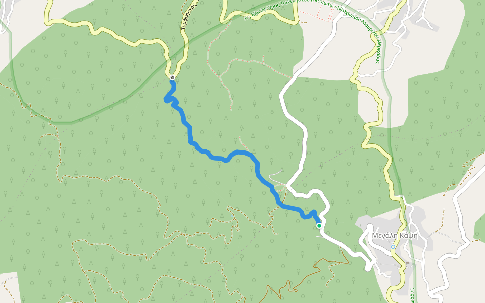 Δασικό Χωριό - Μαυρίλο walking route map in Megali Kapsi