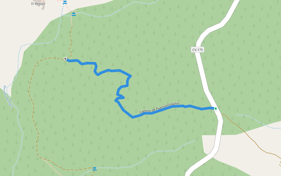 Camino de Puertomingalvo walking route map in Villahermosa del Río