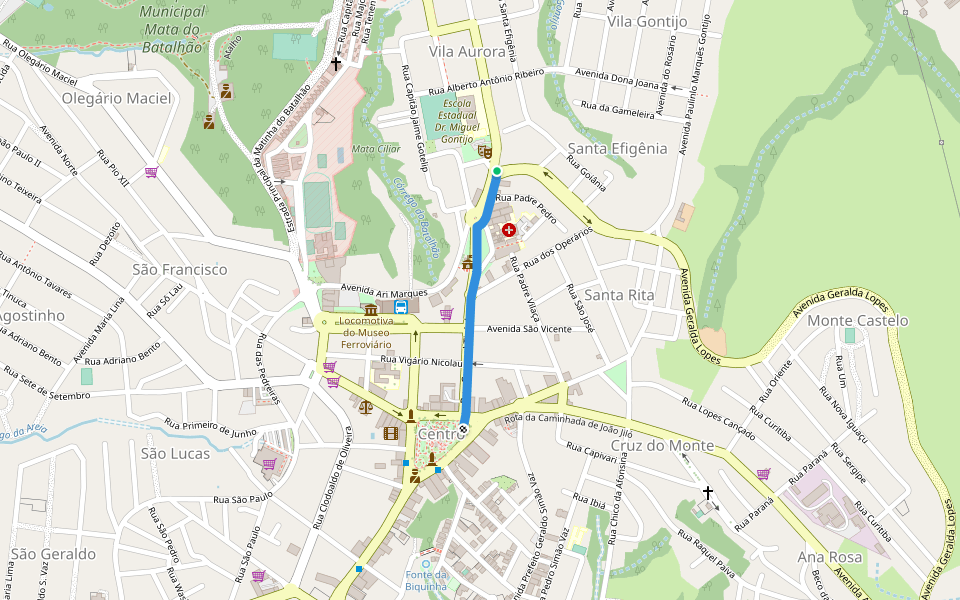 Rota Caminhada do João Jiló walking route map in Bom Despacho