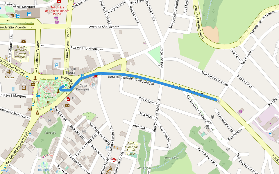 Rota da Caminhada de João Jiló walking route map in Bom Despacho