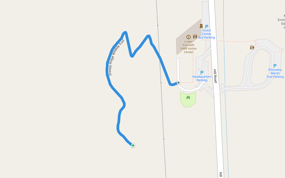 Sheepy Ridge Wildlife Trail walking route map in Tulelake