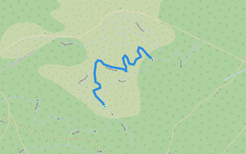 Pinehead walking route map in Matane