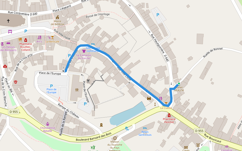 Chemin des Ateliers du Perche walking route map in Bellême