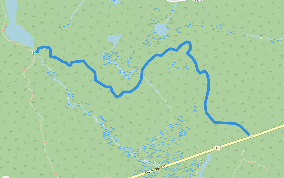 Ganaraska Hiking Trail walking route map in Kawartha Lakes