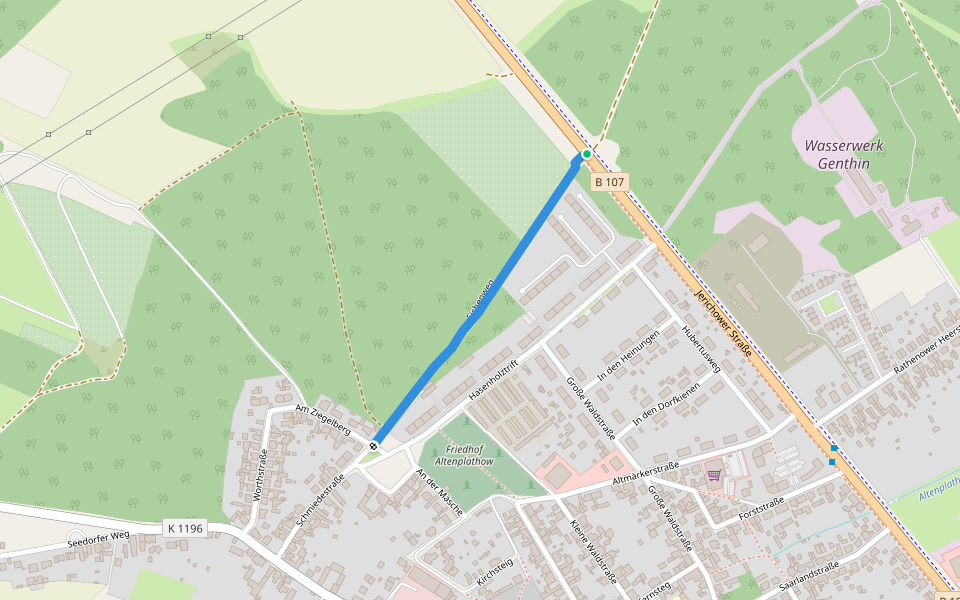 Eichenweg walking route map in Genthin