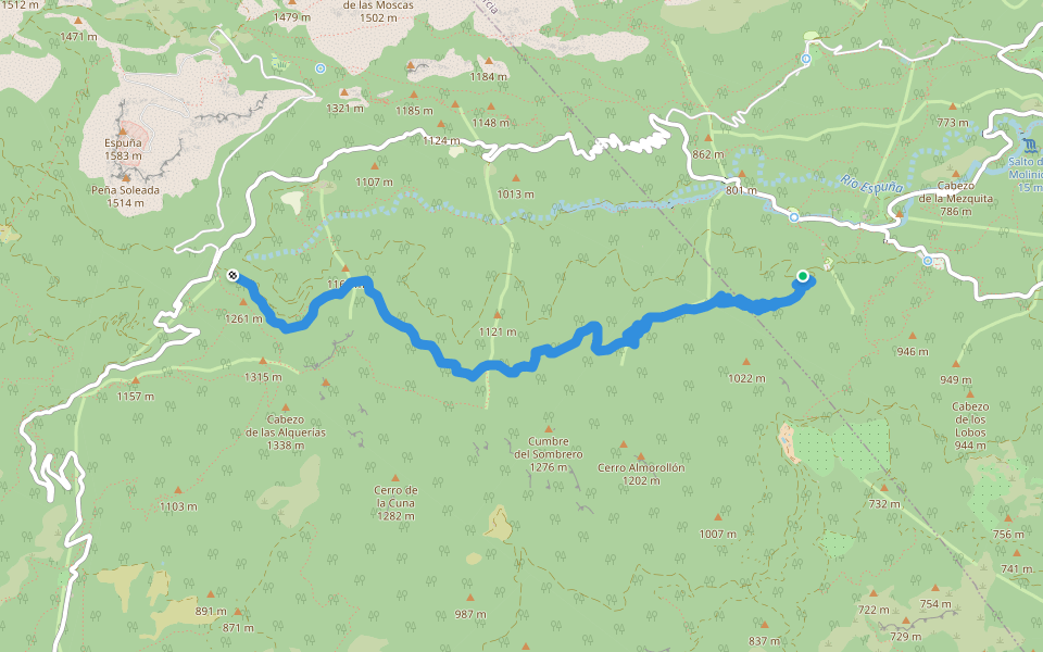 Senda de la Umbria de Peña Apartada walking route map in El Berro