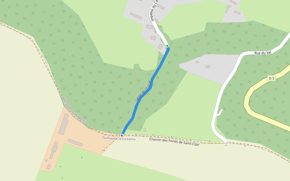 Sente Rurale n°15 de l'église walking route map in Saint-Clair-sur-les-Monts