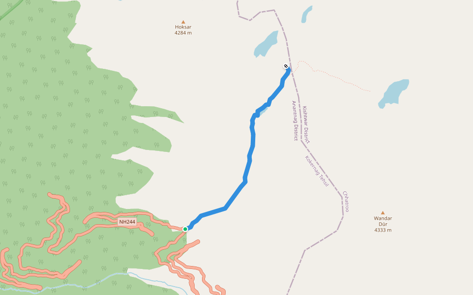 Drinyansar pass walking route map in Chhatroo