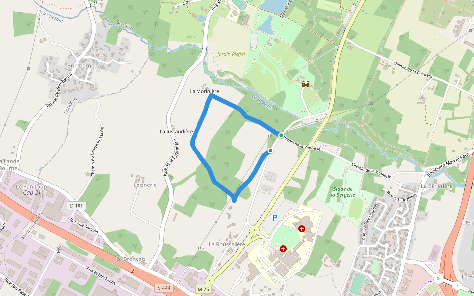 Chemin de la pâture aux boeufs walking route map in Saint-Herblain