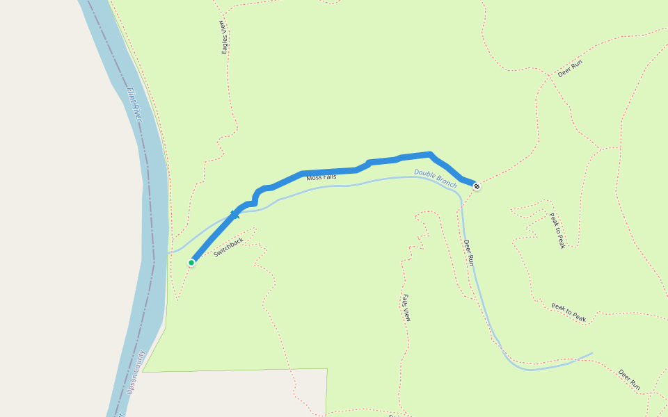 Moss Falls walking route map in Woodbury