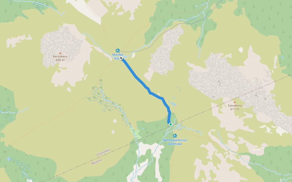 Montellinmaja-Nammalakuru walking route map in Yli-Kyrö