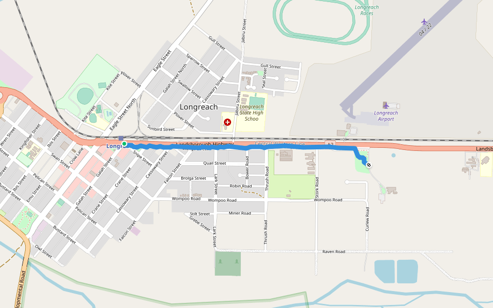 Longreach Botannical Walkway walking route map in Longreach