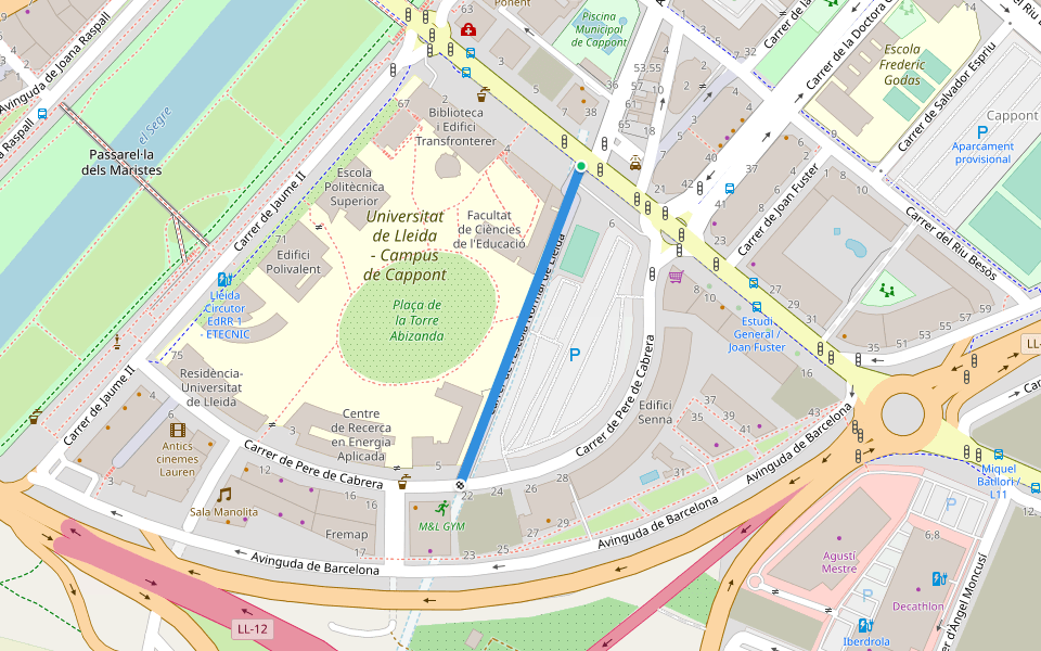 Carrer de l'Escola Normal de Lleida walking route map in Lleida
