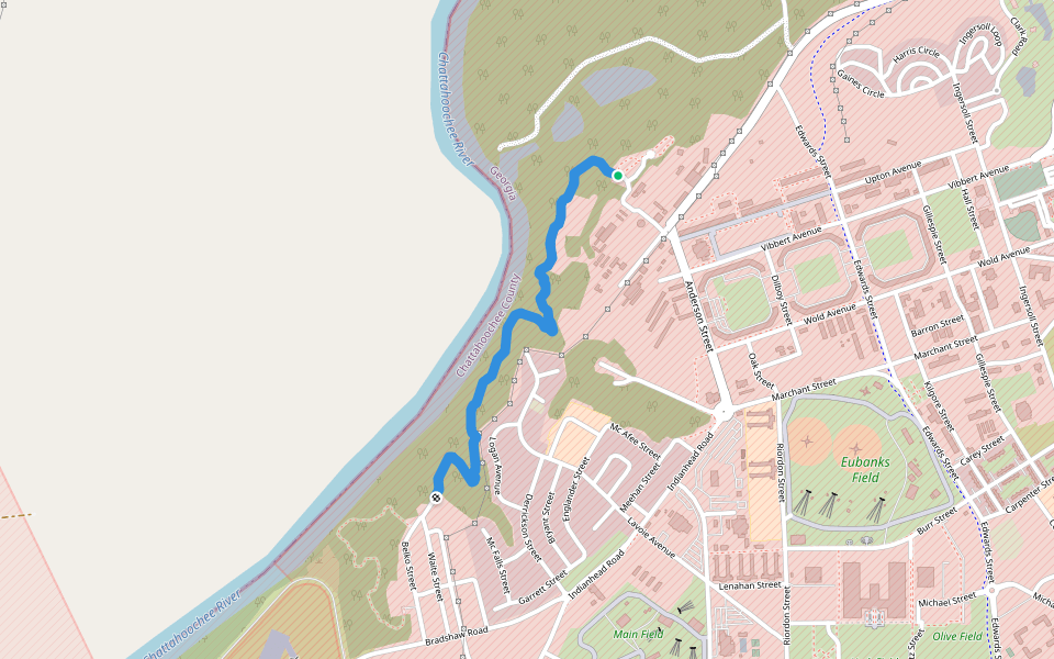 Downing Mile walking route map in Fort Moore