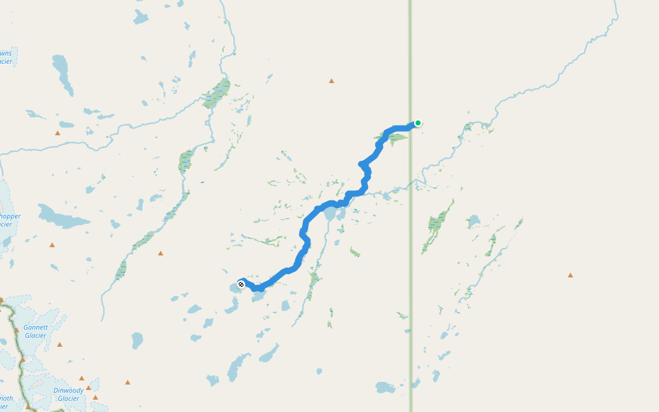 Dry Creek Trail walking route map in Crowheart
