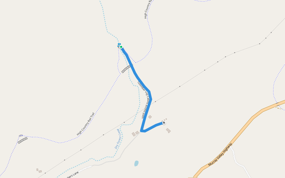 Tullimbar Log Cabins access path walking route map in Bullioh