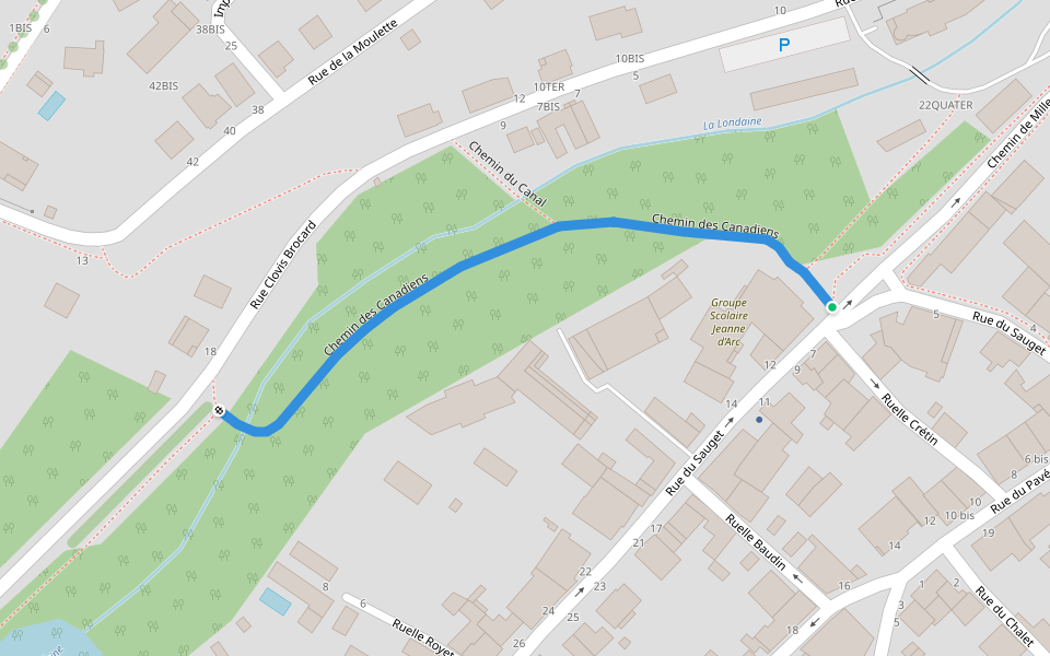 Chemin des Canadiens walking route map in Champagnole