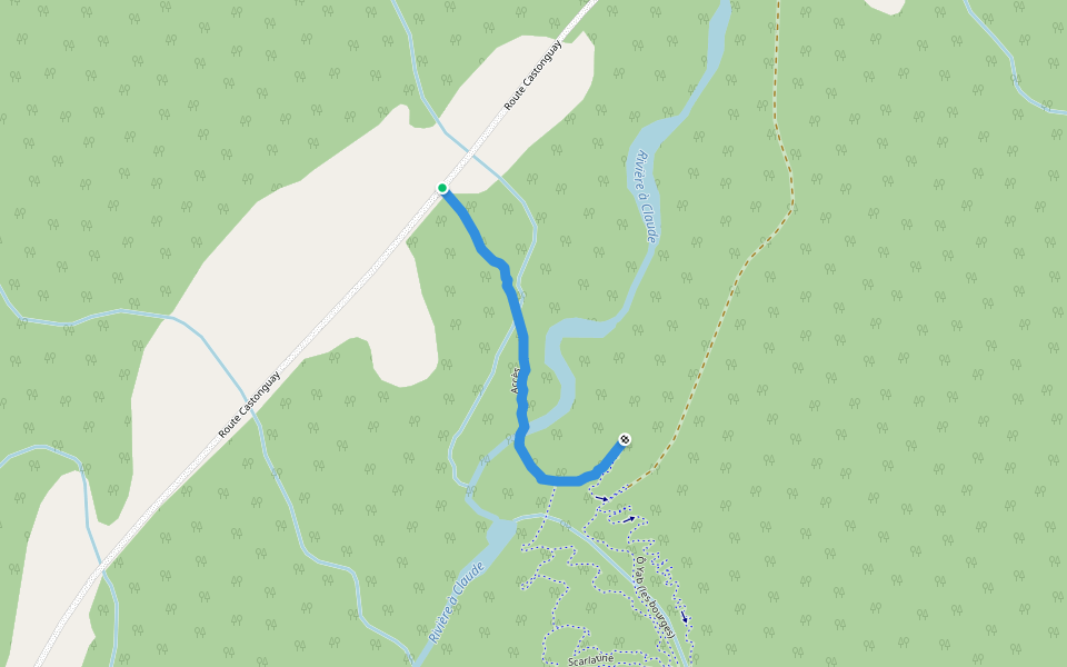 Accès walking route map in Rivière-à-Claude