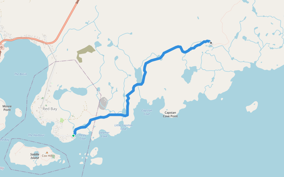 ATV Trail towrods the Bays walking route map in Red Bay