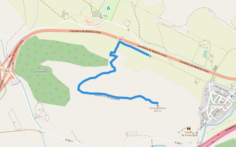 Sendero a Carrasalineros walking route map in Ameyugo