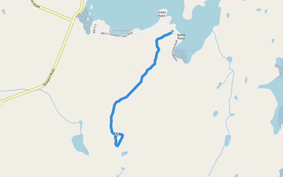 Hike to Quirpon Lookout walking route map in Saint Lunaire-Griquet